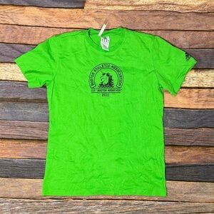 Adidas Running Green Tshirt 2011 Boston Marathon Fitness Athletic Tee